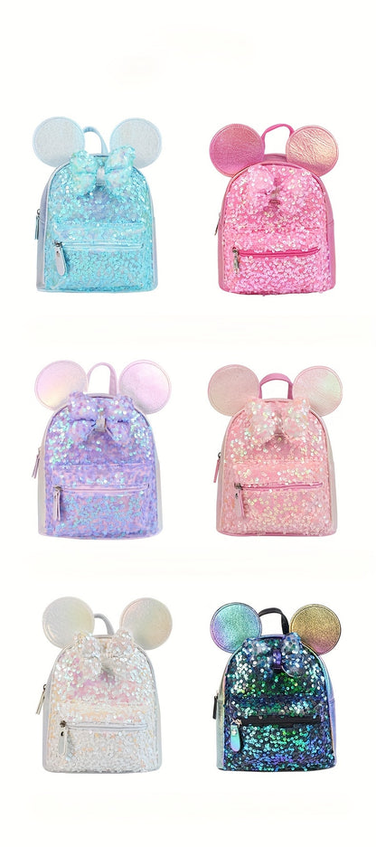 1pc Colorful Sequin Bow Backpack - Attractive Cute Backpack for Gift, Ideal Choice for School, Travel, and Daily Use