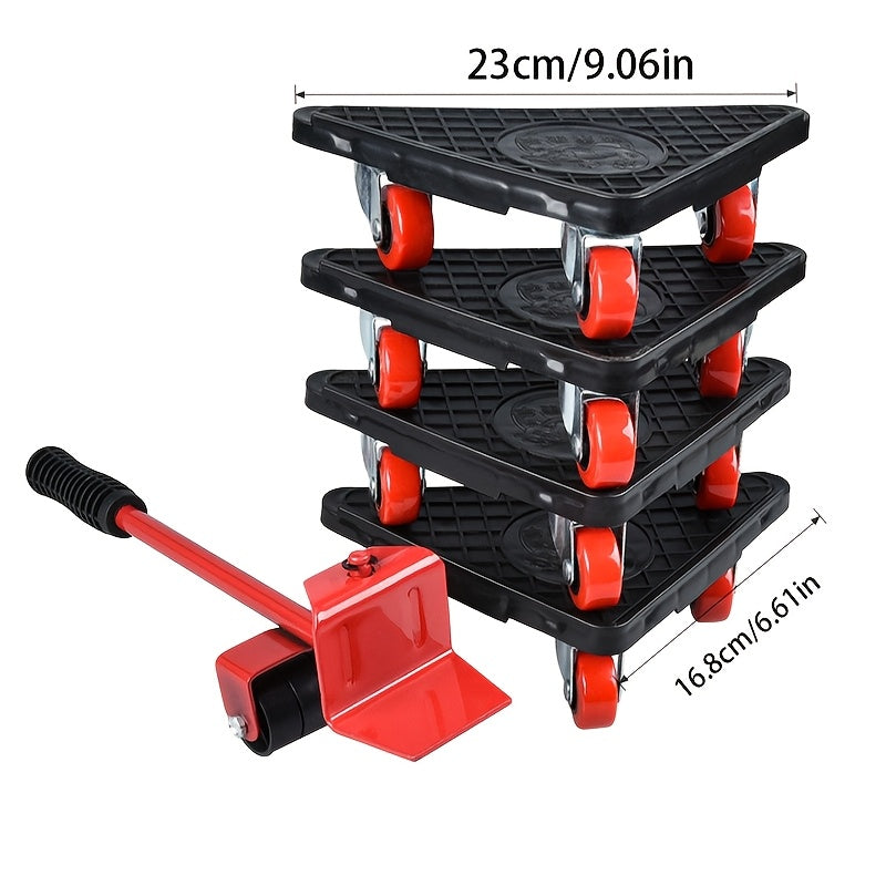 Heavy-Duty Furniture Moving Tools Set - 1000lb Capacity, Easy Glide and Lift Sofa and Appliances, Reinforced Durable Sliders for Hardwood, Laminate, Concrete - Includes Lever Handle