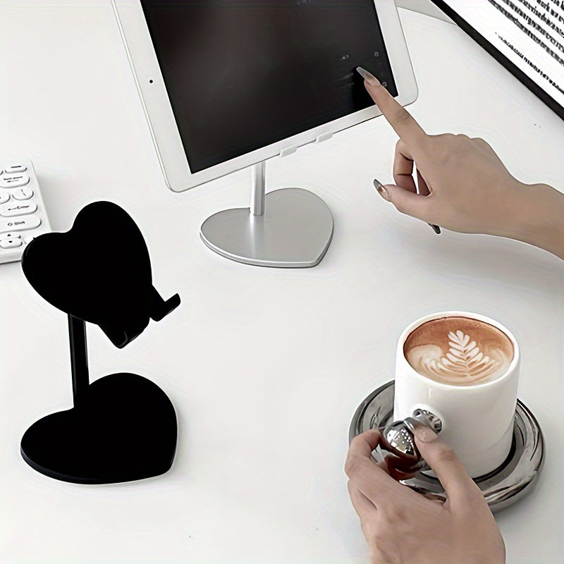 Adjustable Phone Stand, 1 Pack, Heart-Shaped Multi-Function Desktop Mobile Holder for Streaming and Video Calls, Durable Other Material, Gift for Family and Friends