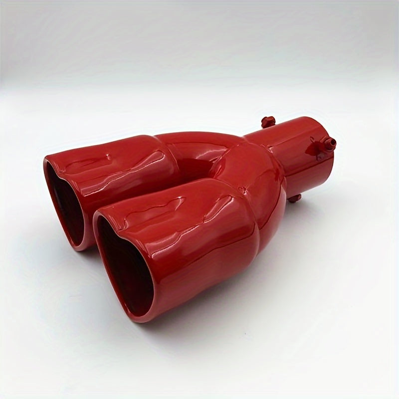 Double Outlet Exhaust Pipe Tube - Heart Shape Style Stainless Steel Carbon Fiber Rear Exhaust Tips with Tail Pipe for Car Accessories