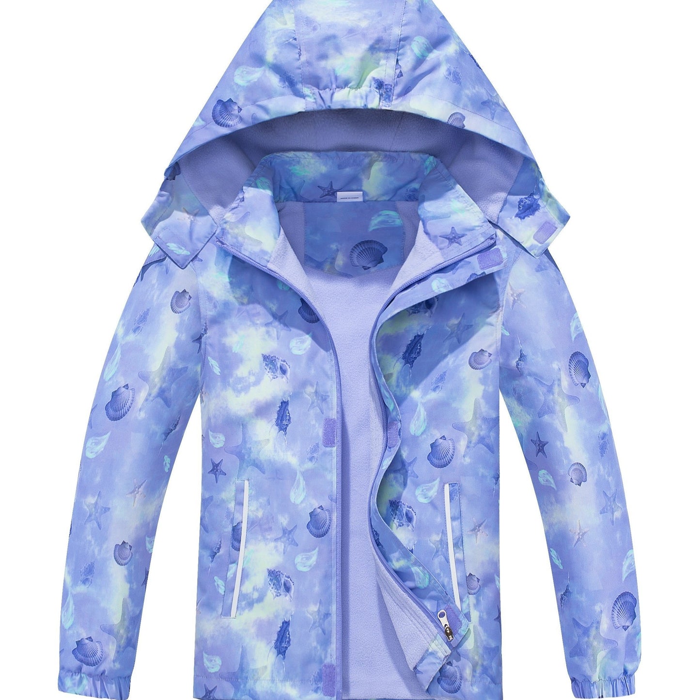 Vibrant Gradient Rain Jacket for Kids - Waterproof, Lightweight, Fleece Lined, Hooded, Windbreaker Coat with Removable Hood for Girls - Perfect for Outdoor Play and School Days