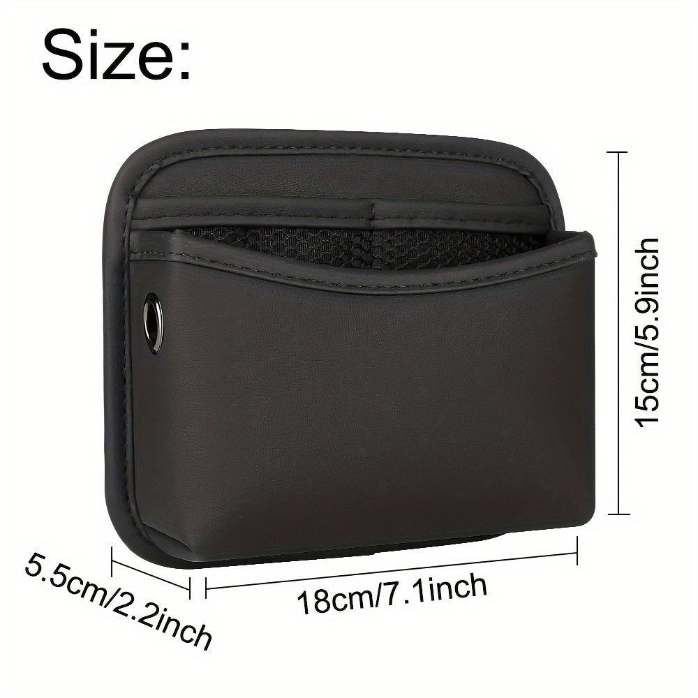 PU Leather Car Side Pocket Organizer - Universal Cell Phone and Sunglasses Holder for Car Seat Gap, Door, Window, Console - Car Accessories Storage Pouch