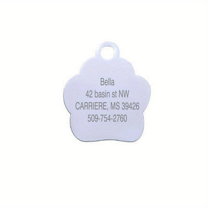 Personalized Dog Tag with Engraved Heart and Paw Prints for Bling and Safety