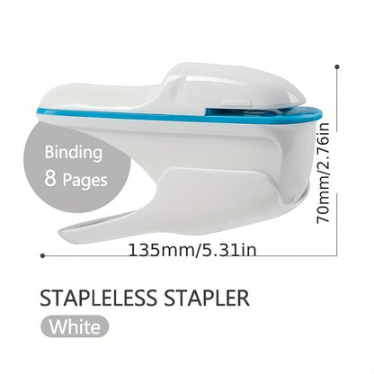 7-Sheet Capacity Handheld Manual Stapleless Stapler - Portable, Safe, and Easy Paper Binding Solution for Business, School, and Home Use - Compact, Lightweight, and Ergonomic Design