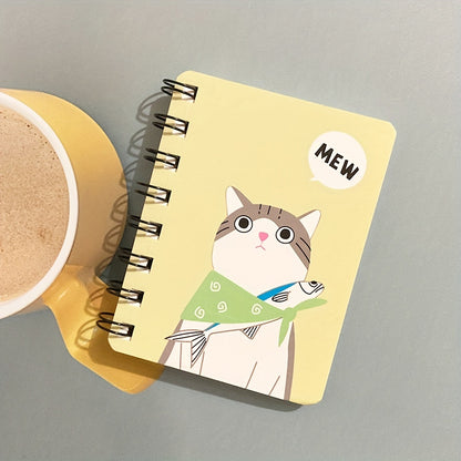 1pc 80 Sheets Small Cartoon Cat Style Notepad Notebook - Spiral Notebook with Lined Pages for Writing, Cute Funny Design - Perfect for School, Office, or Personal Use