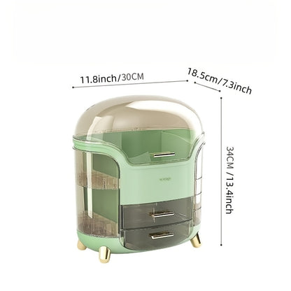 1pc Multifunctional Makeup Storage Box, Transparent Desktop Cosmetics Storage Box With Drawer & Cover, Dust-proof Large Capacity Storage Case, Household Multi-functional Storage Organizer, Makeup Organizer