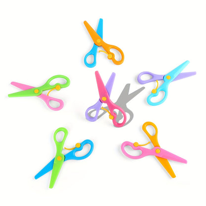 6pcs/2pcs/1pc Cute Colorful Labor-saving Safety Scissors For Students DIY Paper Cutting, School Stationery