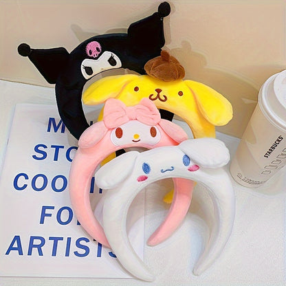 1pc Lovely Cartoon Character Decorative Head Band Cute Plush Non Slip Hair Hoop Suitable For Face Washing Skin Care Make Up