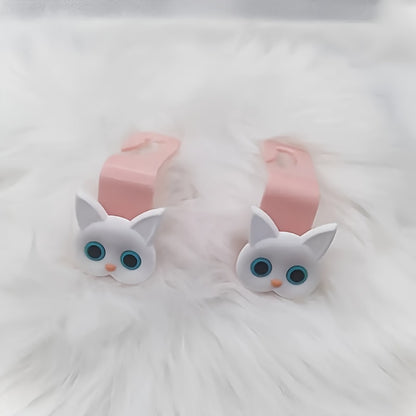 2pcs Cute 3D Cartoon Cat Car Seat Headrest Hooks - Universal Car Storage Bag, Can Store Handbags, Wallets, Jackets - Halloween, Christmas Car Owners' Cute Car Accessories