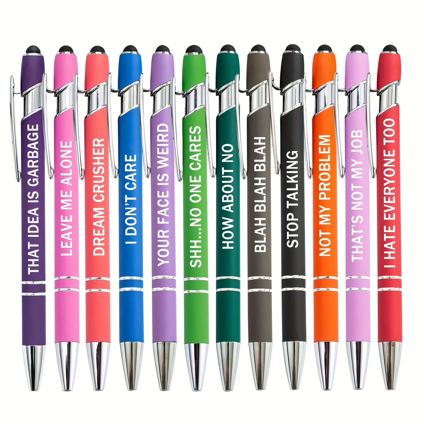 12pcs Uplifting Inspirational Ballpoint Pens with Stylus Tip - Office Quotes Touch Stylus Pen with Encouraging Scriptures, Black Ink, Smooth Writing Experience, Ergonomic Design, Perfect for Office, School, and Daily Use