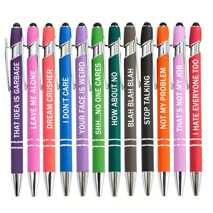 12pcs Uplifting Inspirational Ballpoint Pens with Stylus Tip - Office Quotes Touch Stylus Pen with Encouraging Scriptures, Black Ink, Smooth Writing Experience, Ergonomic Design, Perfect for Office, School, and Daily Use