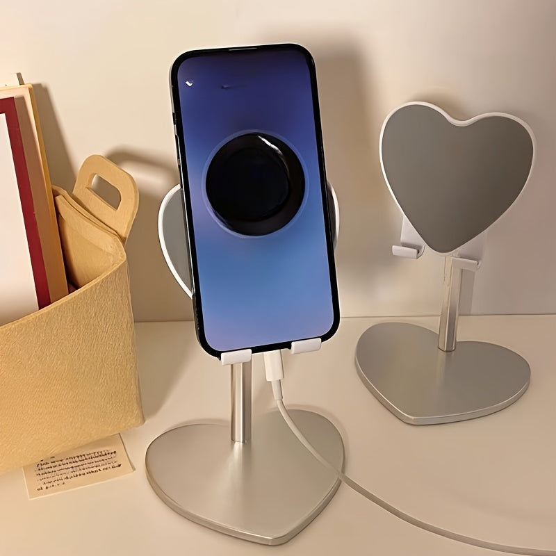 Adjustable Phone Stand, 1 Pack, Heart-Shaped Multi-Function Desktop Mobile Holder for Streaming and Video Calls, Durable Other Material, Gift for Family and Friends