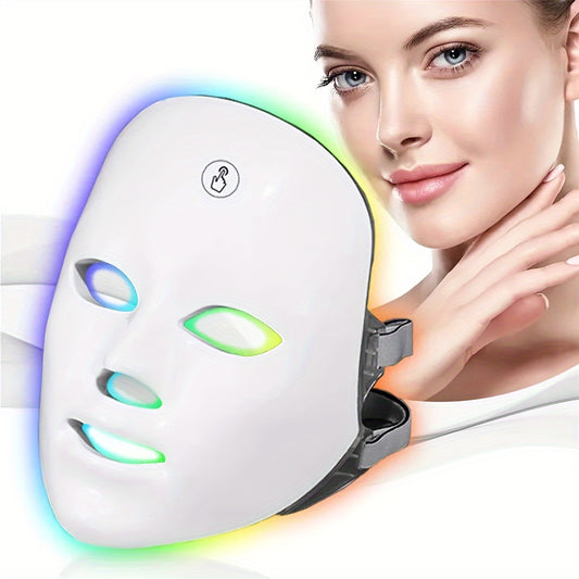 7-Color LED Facial Mask For Home Beauty Device, One-Button Operation With Adjustable Colors, Skin Care Device For Home Use