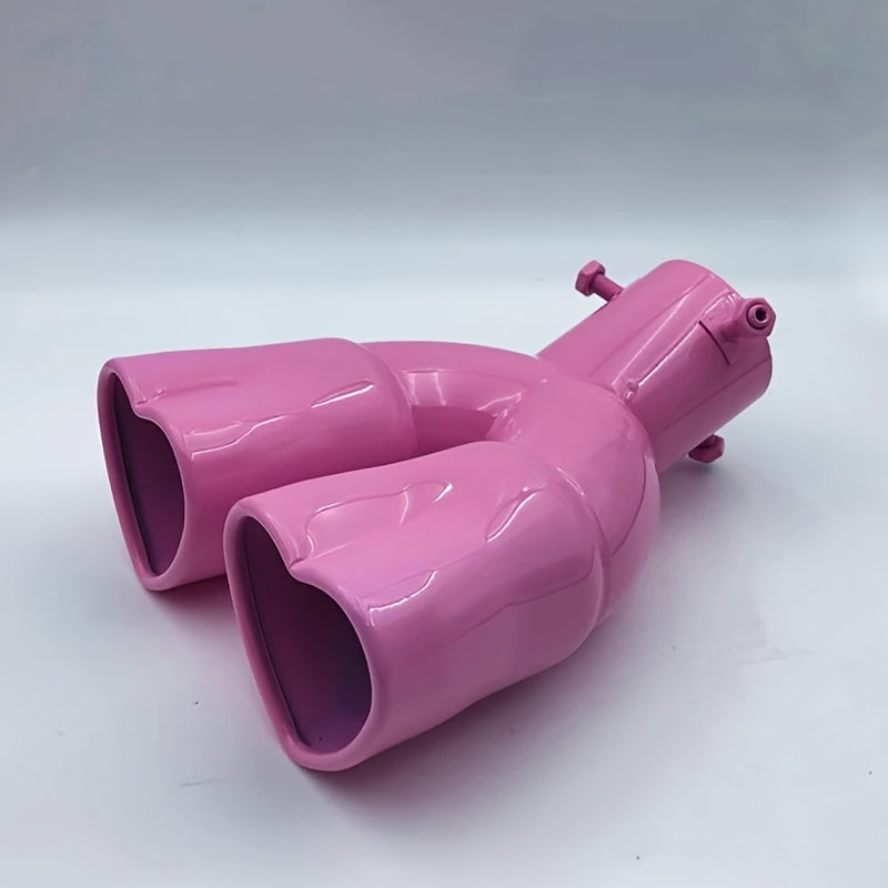 Double Outlet Exhaust Pipe Tube - Heart Shape Style Stainless Steel Carbon Fiber Rear Exhaust Tips with Tail Pipe for Car Accessories