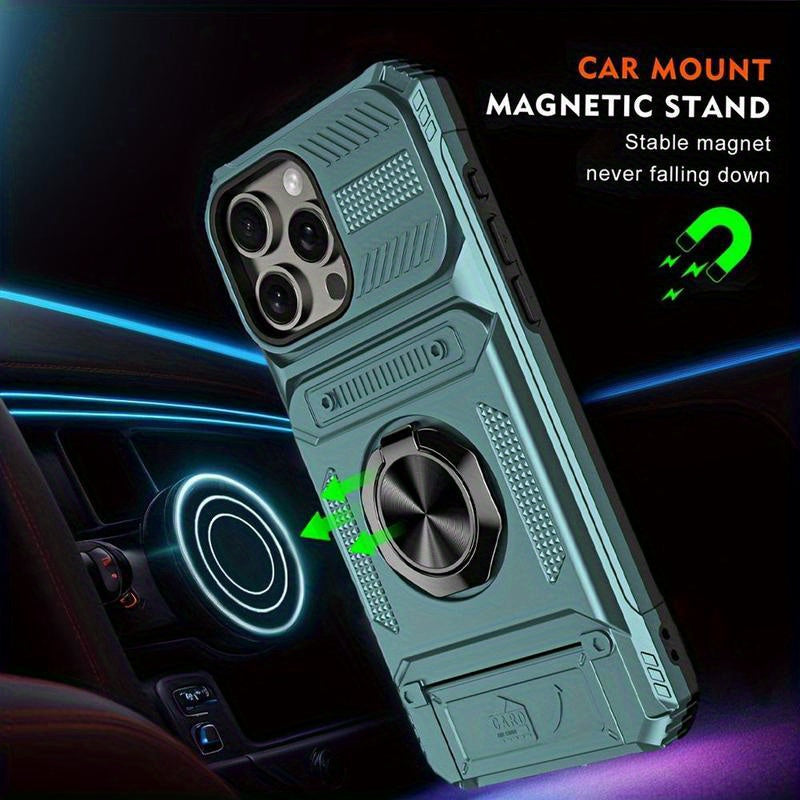 Shockproof Cellphone Case with Card Slot, Phone Protector Cover, Phone Accessories Compatible with iPhone 11 12 13 14 15 16 Pro Max