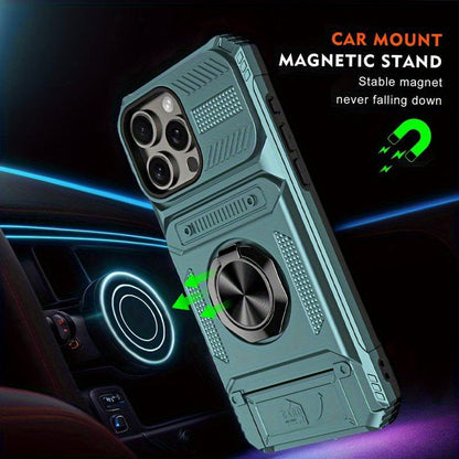 Shockproof Cellphone Case with Card Slot, Phone Protector Cover, Phone Accessories Compatible with iPhone 11 12 13 14 15 16 Pro Max