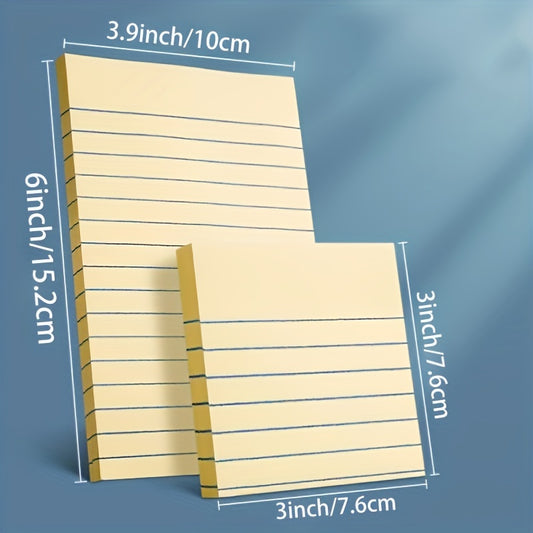 100sheets 4 colors 100-Sheet Line Sticky Notes, 4 Colors, Portable Memo Pads for Students, Office, Home, School - Large & Small, 2 Styles