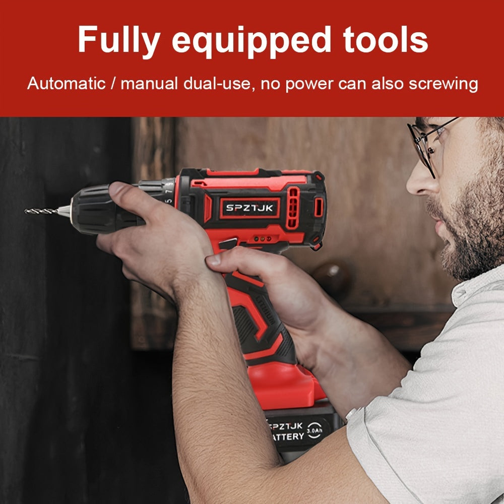 [Cordless Power Drill] 128Pcs 36V Cordless Power Drill Set, Electric Drill Set with 2 Battery - Household Tools Set, Cordless Impact Wrench, Hand Tool Set Kit, Ratcheting Screwdriver Set, Cordless Electric Screwdriver Kit, Ea