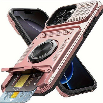 Shockproof Cellphone Case with Card Slot, Phone Protector Cover, Phone Accessories Compatible with iPhone 11 12 13 14 15 16 Pro Max
