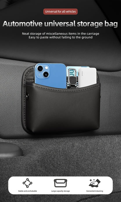 PU Leather Car Side Pocket Organizer - Universal Cell Phone and Sunglasses Holder for Car Seat Gap, Door, Window, Console - Car Accessories Storage Pouch