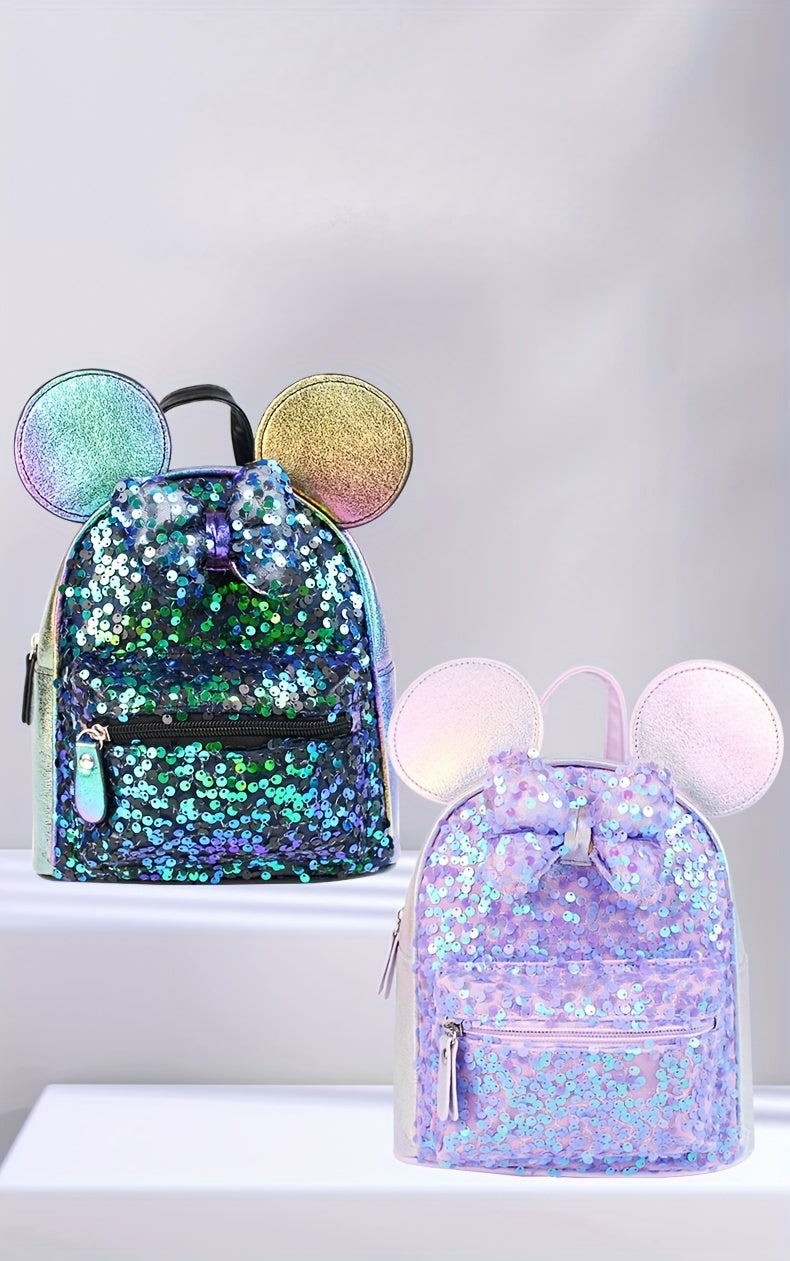 1pc Colorful Sequin Bow Backpack - Attractive Cute Backpack for Gift, Ideal Choice for School, Travel, and Daily Use