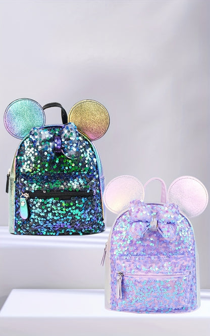 1pc Colorful Sequin Bow Backpack - Attractive Cute Backpack for Gift, Ideal Choice for School, Travel, and Daily Use