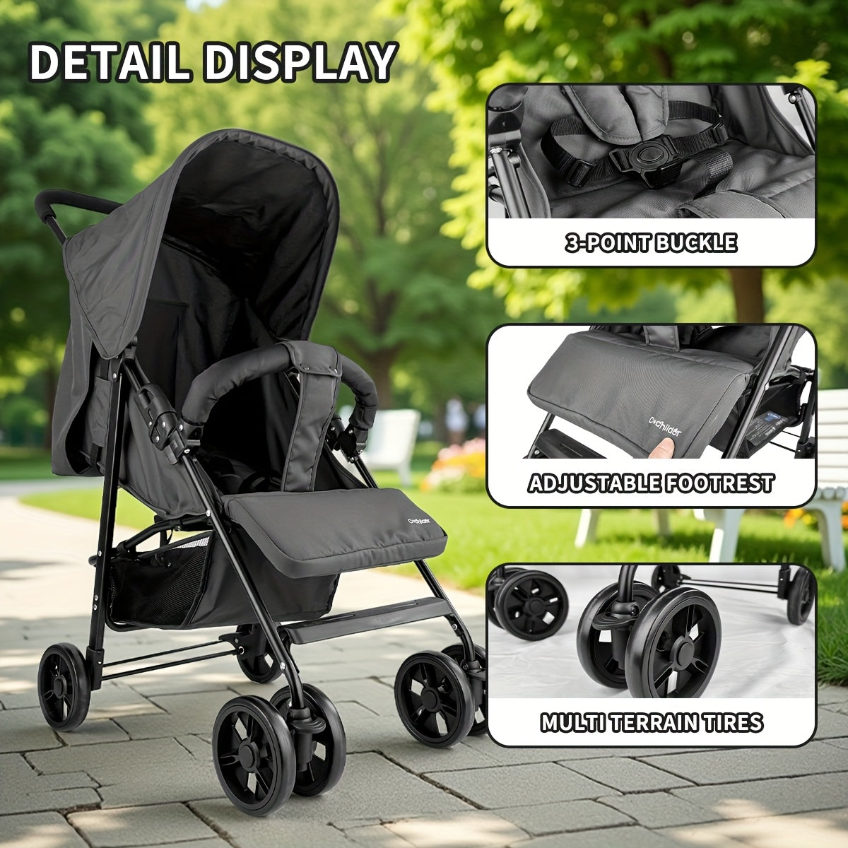 2-In-1 Stroller - Baby Products, Lightweight Folding Stroller for Easy Traveling, with Extra Large Sun Canopy, Extra Large Storage Space, Ergonomic Handlebar | Newborn Essentials, Specialized Stroller, Great for Outdoor Trave