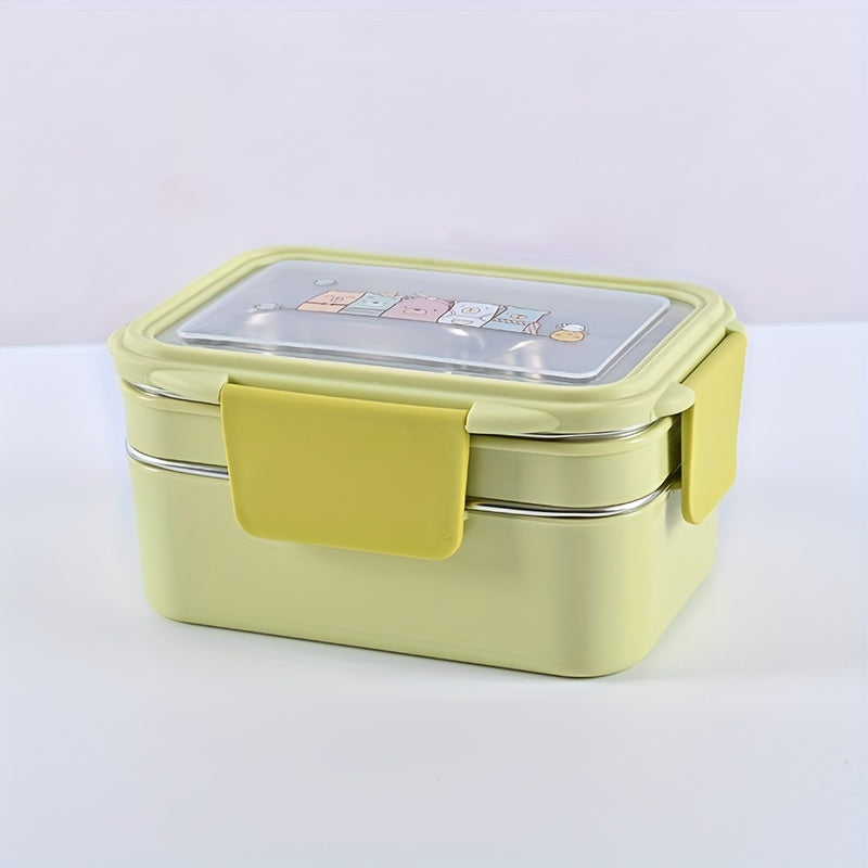 1pc Programmable Stainless Steel Lunch Box with Grids, Leakproof Bento Container, Dishwasher Safe, Rectangle Food Storage for Office, School, Canteen, Home Kitchen - No Electricity Needed,Back to School