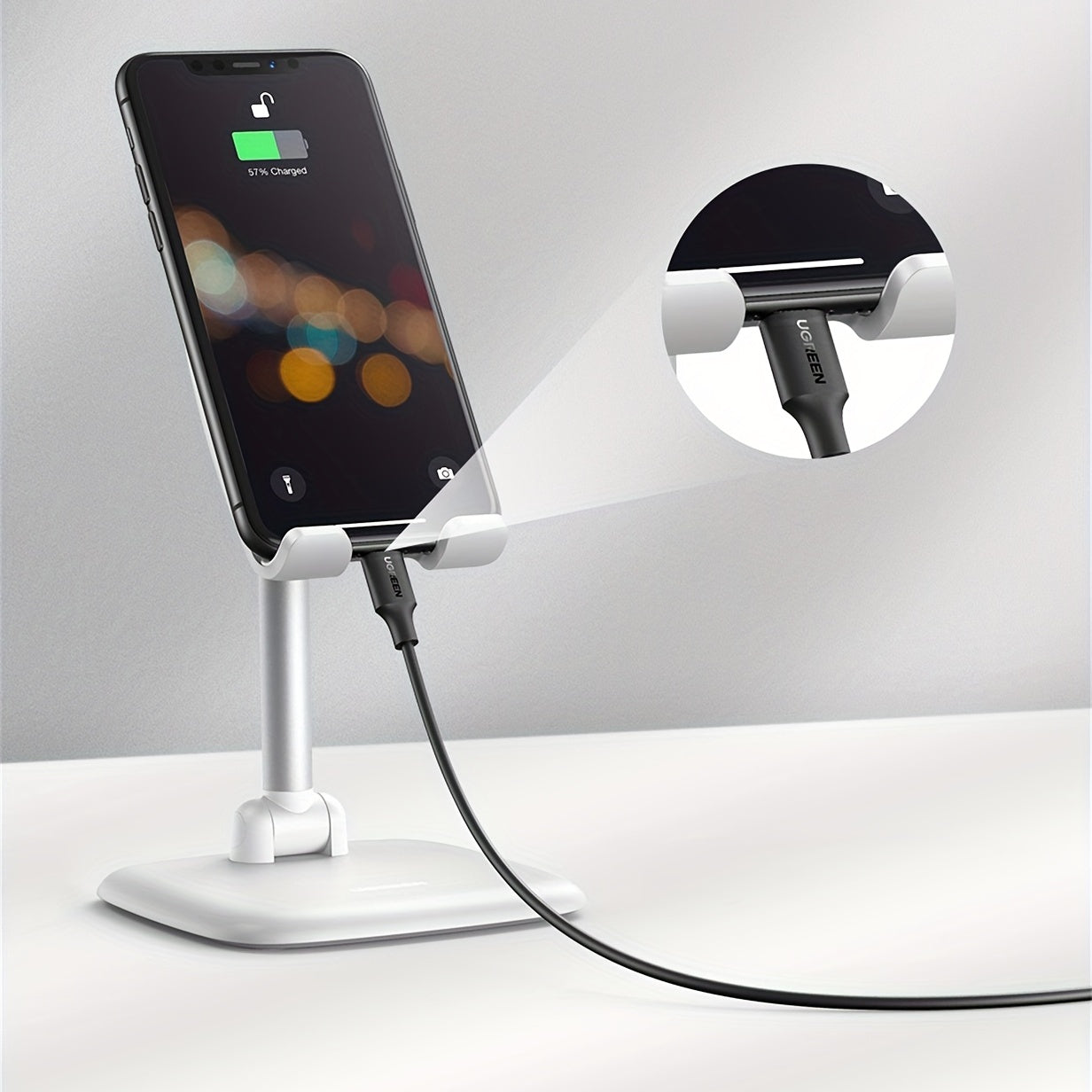 UGREEN Phone Stand For Desk Adjustable Phone Holder For IPhone 14 13 Pro Max 12 11 XR XS 8 SE, Galaxy S23